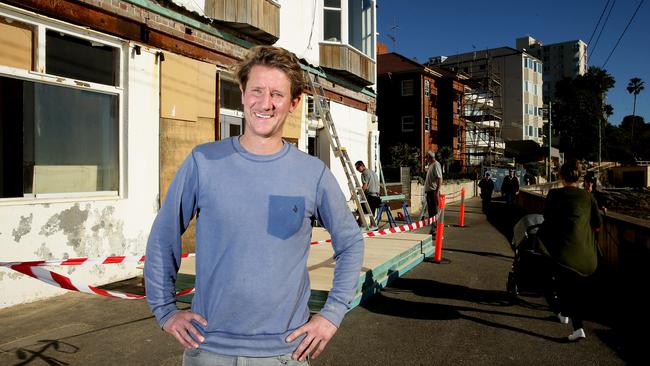 Owner of The Bower Restaurant Hardy Schacker outside the damaged building.