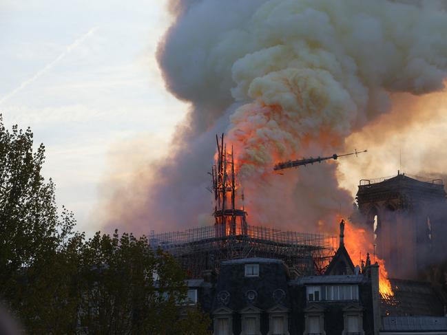 A huge destructive fire engulfs the famous Notre Dame cathedral in Paris, France. Picture by: AbacaPress / SplashNews.com