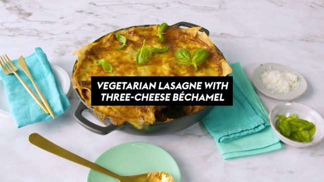 Vegetarian lasagne with three cheese béchamel