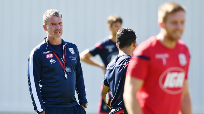 United head coach Marco Kurz during a training session at Coopers Stadium on Thursday. Picture: AAP Image/David Mariuz