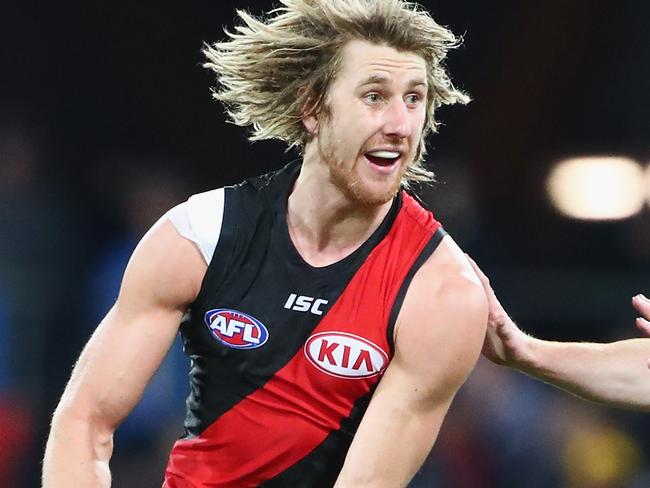 GOLD COAST, QUEENSLAND - JULY 14:  Dyson Heppell of the Bombers during the round 17 AFL match between the Gold Coast Suns and the Essendon Bombers at Metricon Stadium on July 14, 2018 in Gold Coast, Australia.  (Photo by Jason O'Brien/AFL Media/Getty Images)