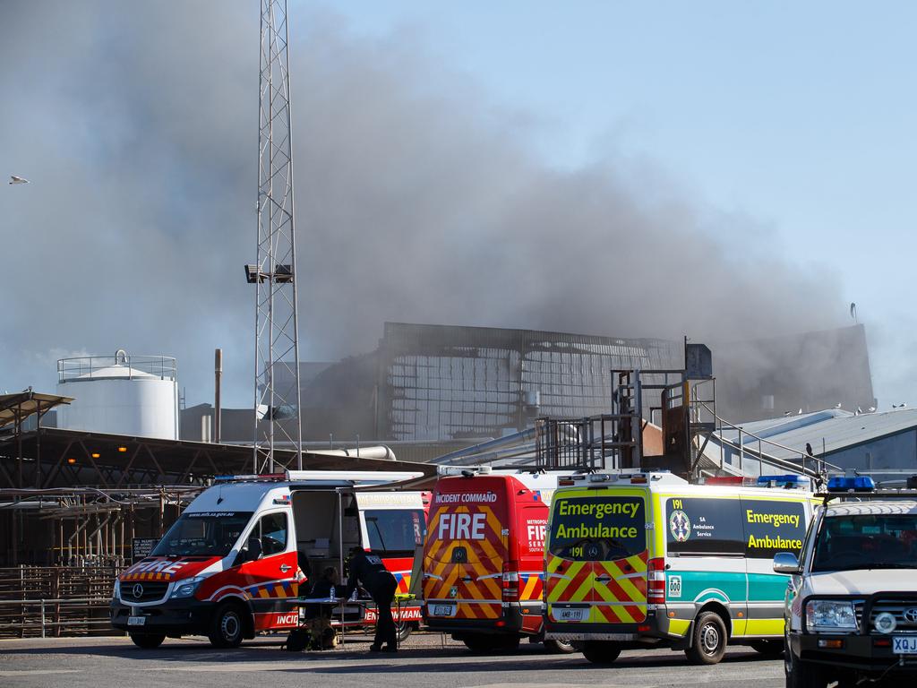 Fire at Thomas Foods, Murray Bridge, South Australia on Thursday, January 4, 2018. Picture: AAP Image/James Elsby