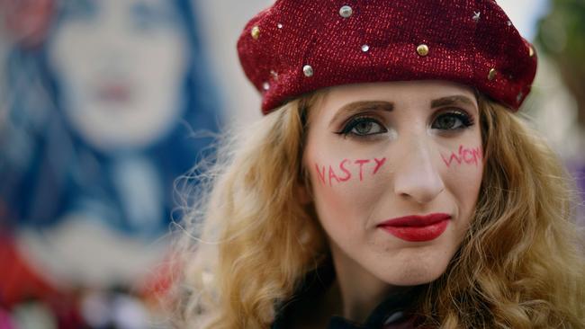 A participant marches during the Women's March on January 21, 2017 in Los Angeles, California. Picture: Chelsea Guglielmino/Getty Images/AFP