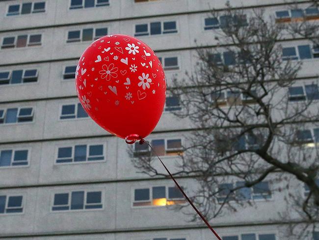 Lockdown of public housing commission flats in Flemington due to an outbreak and second wave of coronavirus across Melbourne, Victoria. A  balloon outside 159 Melrose Street North Melbourne where no residents tested positive for the coronavirus. Picture : Ian Currie