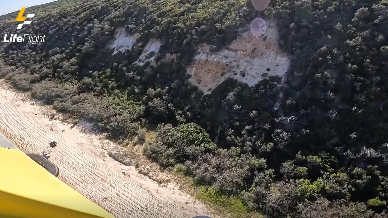 The two paragliders were rescued off the cliffside surrounded by bushland. Photo: LifeFlight