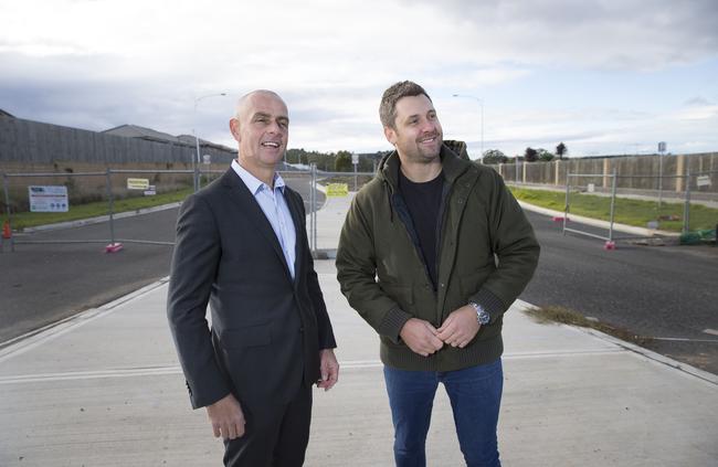 Camden state Liberal MP Chris Patterson and resident Ben Von Wartburg following $30 million funding hfor a Spring Farm to Menangle road link.