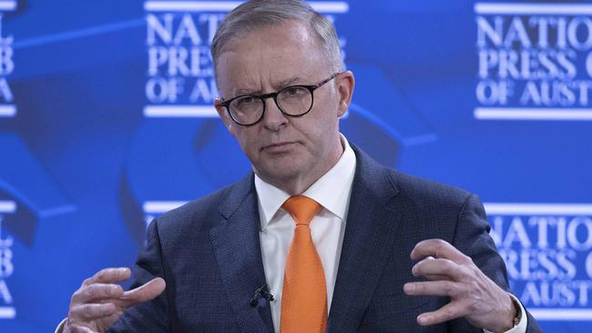 CANBERRA, AUSTRALIA - NewsWire Photos - AUGUST 29, 2022: Australian Prime Minister Anthony Albanese marks his 100th day in office at the National Press Club of Australia in Canberra. Picture: NCA NewsWire / Gary Ramage