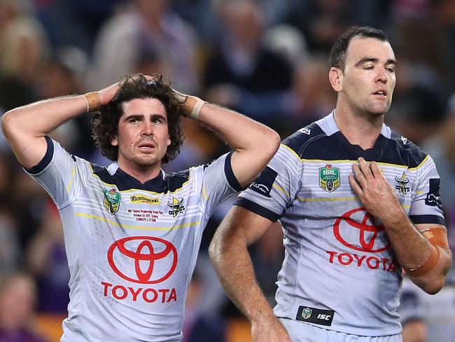 Cowboys players dejected after losing the 2017 NRL Grand Final.