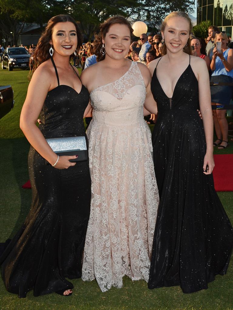 Caitlin Relph, Anastasia Baker and Kate Bodley at Varsity College School Formal at RACV Royal Pines Resort, Benowa. Picture: Regina King.