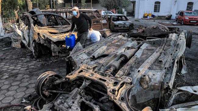 Blast site?: The carpark at the Al-Ahli Arab hospital on Wednesday. Picture: AFP