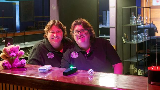 Leanne Schmitt and Gina Surth of Mount Paranormal in the Caledonian Hall – the old Shadows nightclub. Picture: Frank Monger