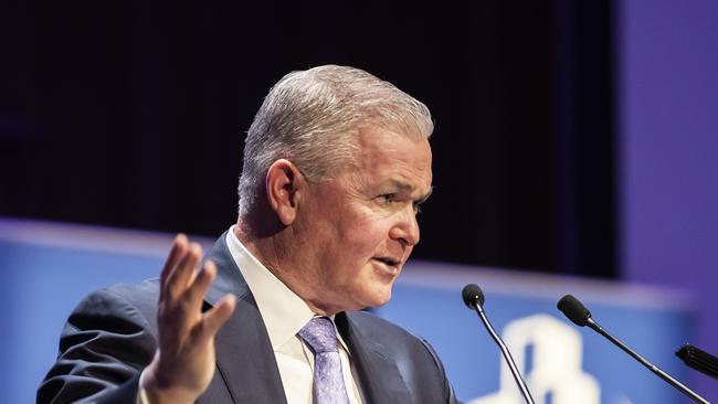 Santos chief executive Kevin Gallagher speaking at the Melbourne Mining Club on June 2, 2022. Picture – Supplied