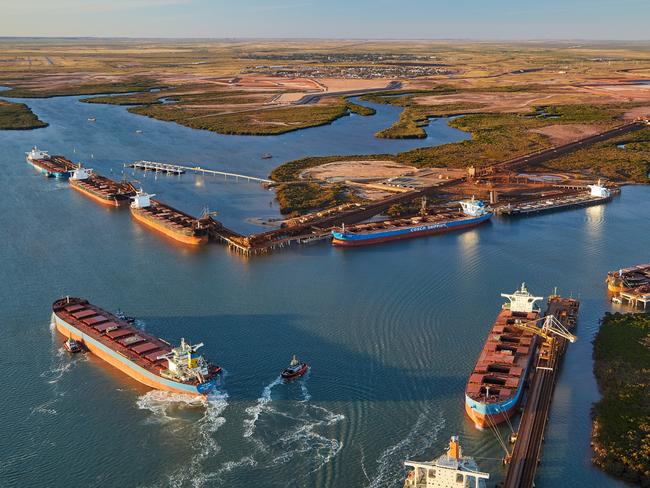 Bulk iron ore carriers at Port Hedland. Picture supplied by the Pilbara Ports Authority.Picture: Supplied