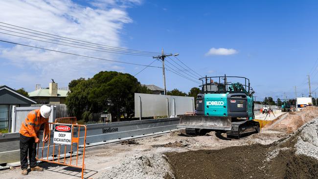 Drain digging near Eel Race Rd, Bonbeach. Picture: Penny Stephens