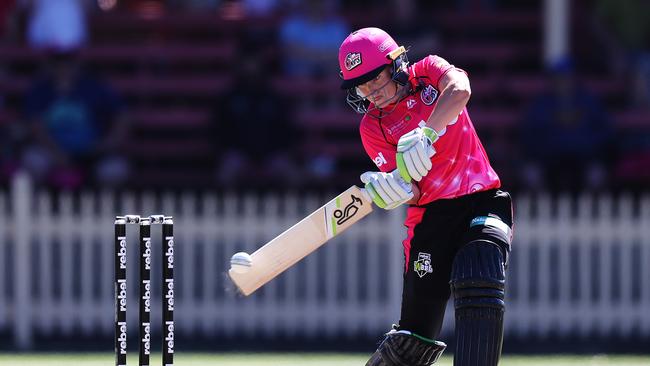 Alyssa Healy hits out for the Sixers against the Thunder at North Sydney Oval. Picture: Brett Costello