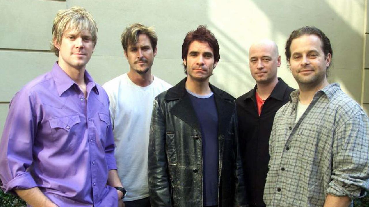 Colin (second from left) with the band during an Australian visit.