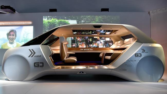 Panasonic’s autonomous vehicle at CES. Pic: Getty Images.