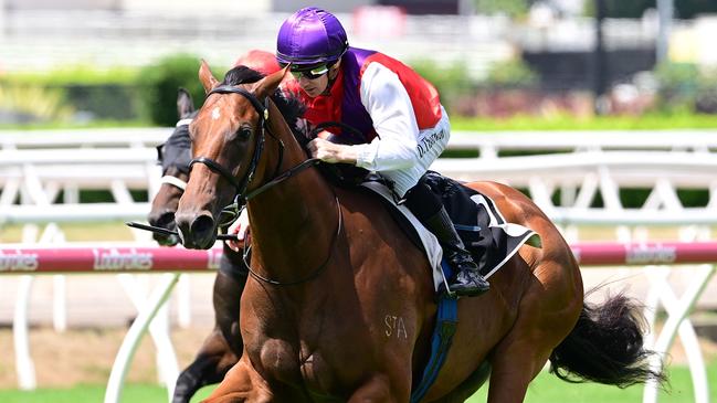 Racing legend Lee Freedman is daring to dream big with two-year-old filly Profoundly who won in fine fashion at Eagle Farm. Picture: Grant Peters / Trackside Photography.