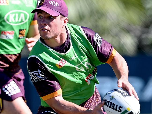 BRISBANE, AUSTRALIA - JULY 20: Brodie Croft passes the ball during a Brisbane Broncos NRL training session at the Clive Berghofer Centre on July 20, 2020 in Brisbane, Australia. (Photo by Bradley Kanaris/Getty Images)