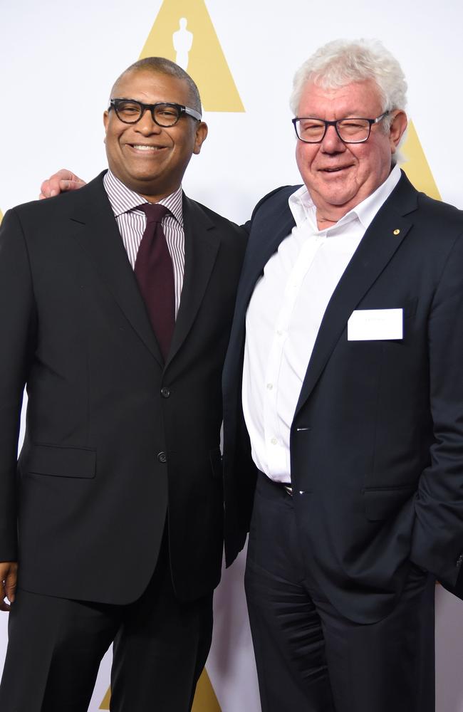 Producer/director Reginald Hudlin with producer David Hill arrive at the 88th Oscar Nominees Luncheon in Beverly Hills, California, on February 8. Picture: AFP / Robyn Beck