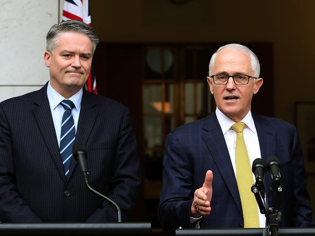 Mr Turnbull is relying on the support of Mr Cormann, who has reportedly told him he has lost control and is facing pressure from the two sides. Picture Kym Smith