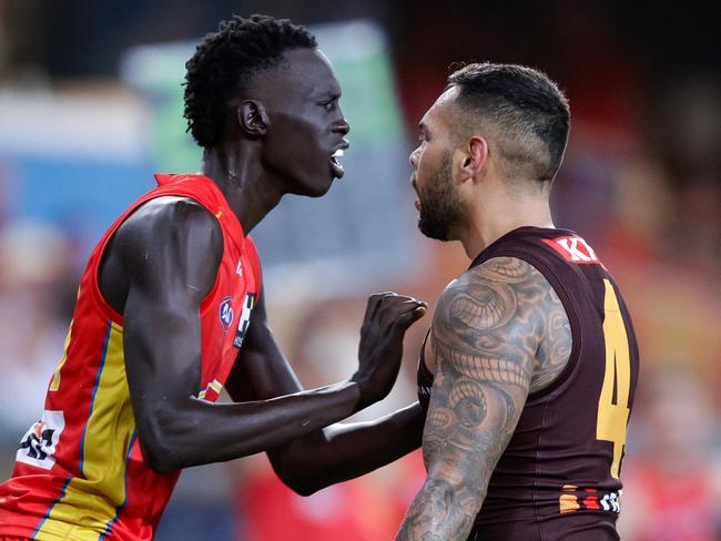 Mac Andrew (left) could have been a Hawk. (Photo by Russell Freeman/AFL Photos via Getty Images)