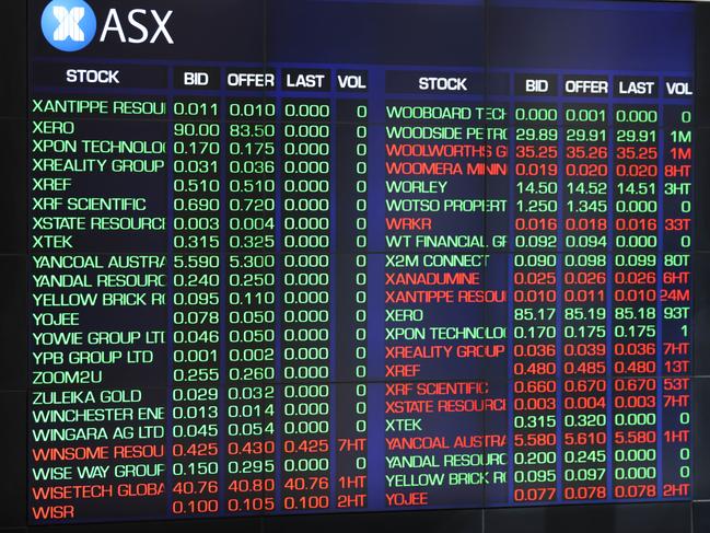 SYDNEY, AUSTRALIA - NewsWire Photos MAY 19, 2022: Screens at the Australian Securities Exchange, ASX, building on Bridge street in the Sydney CBD. ASX to plunge after Wall Street chaos, a financial bloodbath on Wall Street is expected to heavily shake the Australian sharemarket on Thursday morning.Picture: NCA NewsWire / Damian Shaw