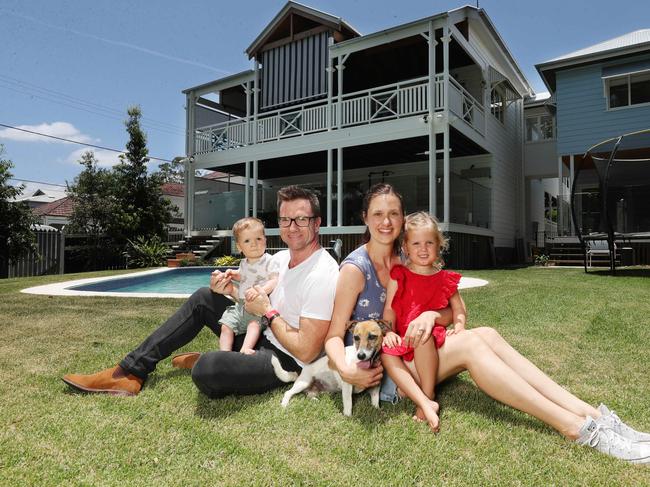 Anna and Michael Finlayson are selling their Chelmer home which was originally Brisbane's first golf club house. Kids are Billie 3yrs and Mack 8mnths old and Rocky their dog.Pic Annette Dew