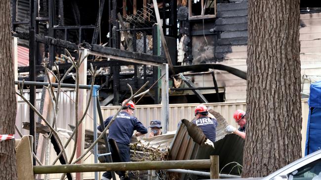 Police and Emergence services at the fatal house fire. Photo Steve Pohlner