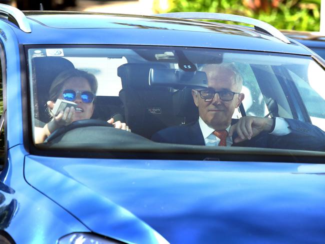 Former Prime Minister Malcolm Turnbull arrives at his home in Sydney after spending time in New York. Picture: James Croucher