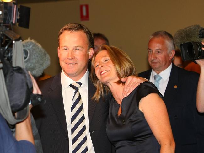 State Election 2010, tally room Wrest Point, Hobart, from left, Liberal Leader Will Hodgman with his wife Nicky Hodgman