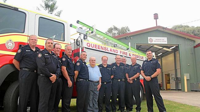 FOREVER GRATEFUL: Leslie Shipley visited the Marburg Fire Station to thank the officers for saving his life. Picture: Melanie Keyte