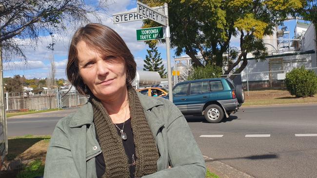 DANGEROUS: Business owner Brony Lund said she wanted action to make a risky intersection in Toowoomba safer, fearing a crash was likely soon.