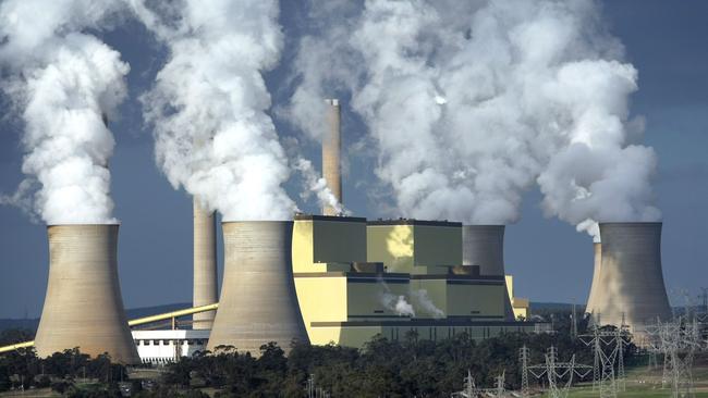 Steam rises from Loy Yang A and B coal-fired power stations near Traralgon in Victoria’s Latrobe Valley. Picture: Stuart McEvoy