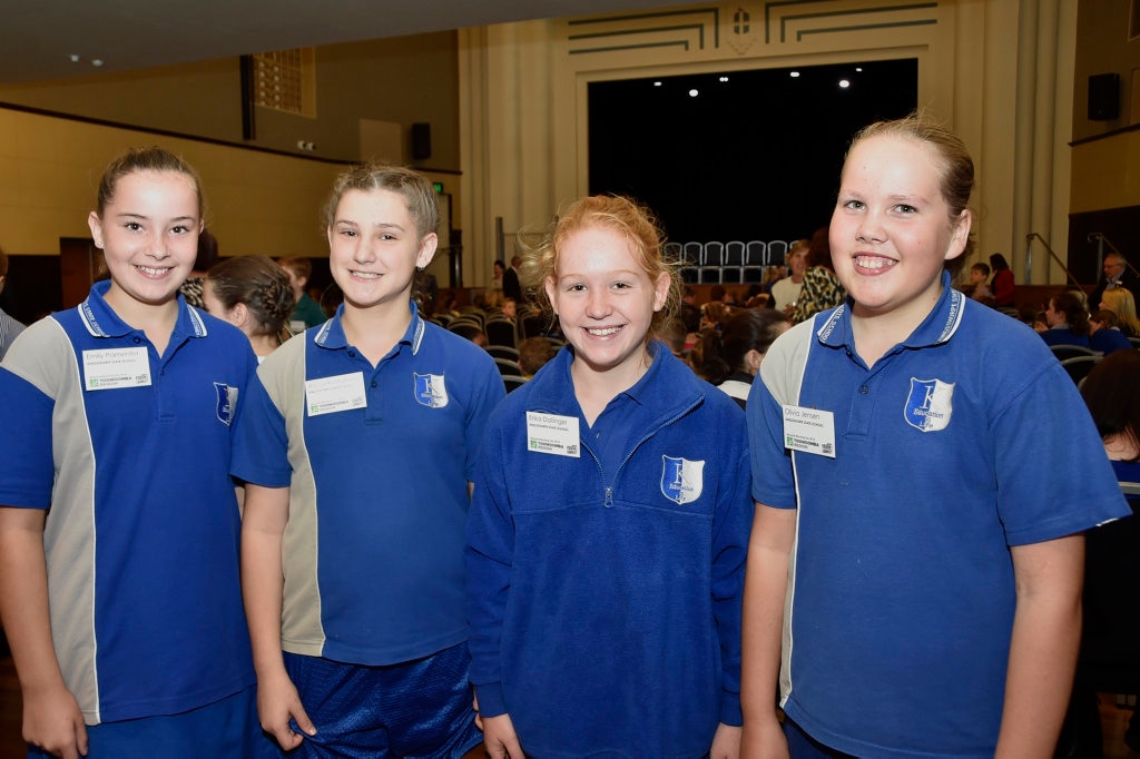 Kingsthorpe State School leaders (from left) Emily Pementer, Alyssa Rodighiero, Erika Dallinger, Olivia Jensen. Picture: Bev Lacey