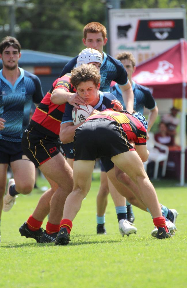 Ballymore Cup rugby action at the Albany Creek Brumbies Junior Rugby Union Club on Friday, April 12, 2024.