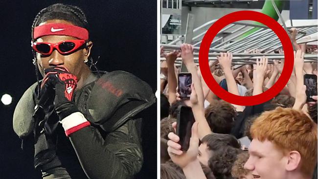 Chaotic scenes at Travis Scott's Melbourne show.