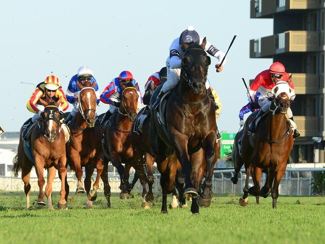 Jonker races clear of his rivals to win the Keith Noud Quality at Doomben. Picture: Trackside Photography