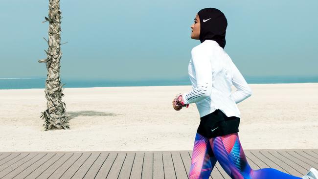Manual Rostom jogs wearing Nike's new hijab for Muslim female athletes. Picture: supplied.