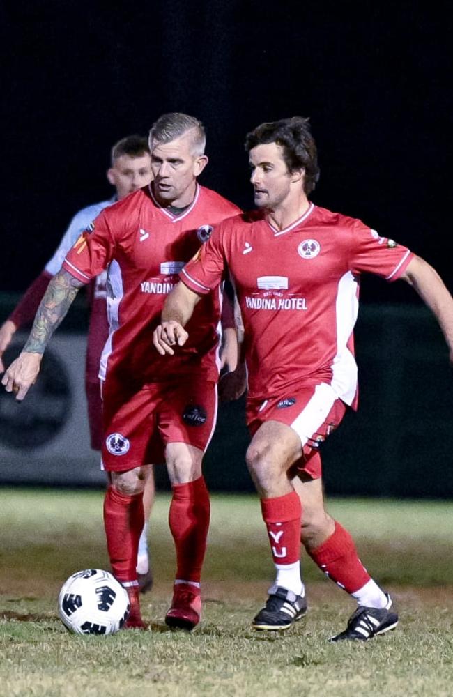 Jonathan Harth in action for the Nambour Yandina Utd premier men's team. Picture: Nikki Grigg Photography