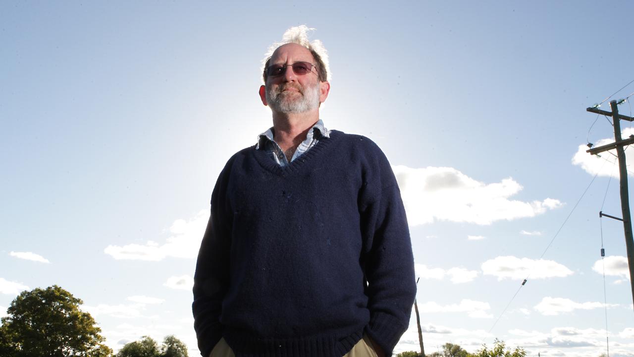 Glen Beutel, the only resident left in the Acland township. Mining company New Hope has bought up 50 homes to expand a coal mine and Glen's former neighbours have all moved out. He lives by himself in a small home near the middle of town.