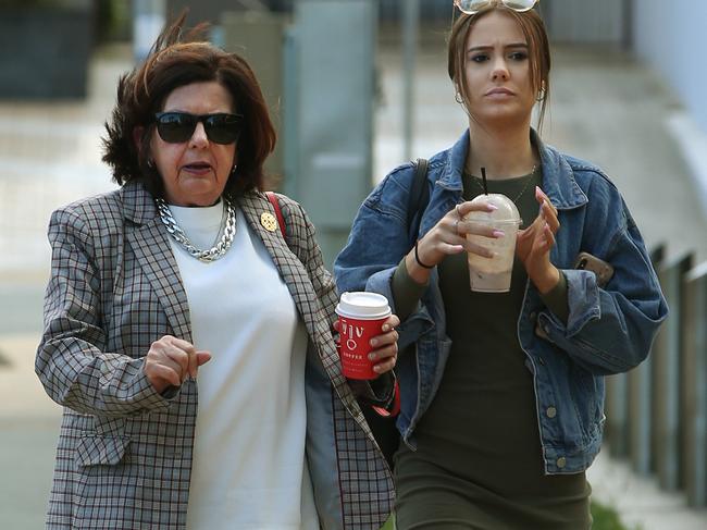 Kim Dorsett – mother of Kate Goodchild and Luke Dorsett – and granddaughter Ebony Turner – daughter of Kate Goodchild – arrive for the Dreamworld sentencing at Southport Court. Picture Glenn Hampson