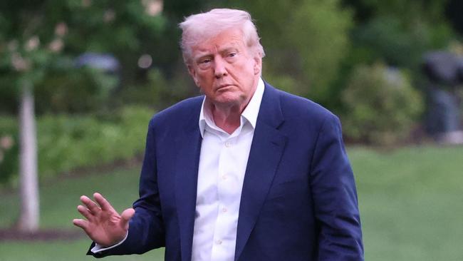 US President Donald Trump leaves after taking questions from the press on the South Lawn upon returning to the White House in Washington, DC, on May 4, 2025. Picture: Alex Wroblewski/AFP