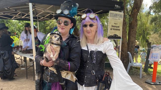 Some western Sydneysiders making the journey to the fair with their 13-year-old dog named Tequila. Picture: Niki Iliagoueva