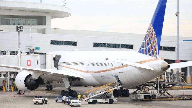 A United Airline plane on the tarmac at Sydney Airport. Picture: NCA NewsWire / Christian Gilles