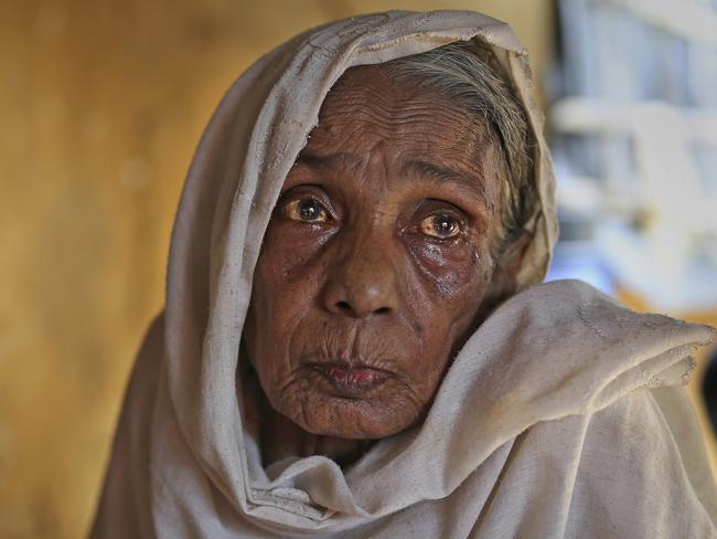 Rohingya refugee Dildar Begum waits for a call that never came from her son, who still lives in Myanmar, on Eid al-Adha festival at Kutupalong refugee camp, Bangladesh. Picture: Altaf Qadri/AP