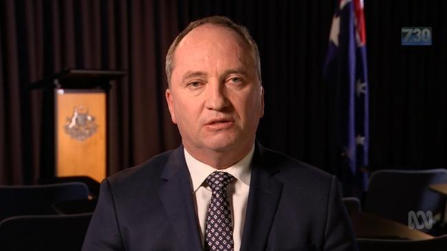 Deputy Prime Minister Barnaby Joyce appears on the 7:30 report this week. Picture: ABC