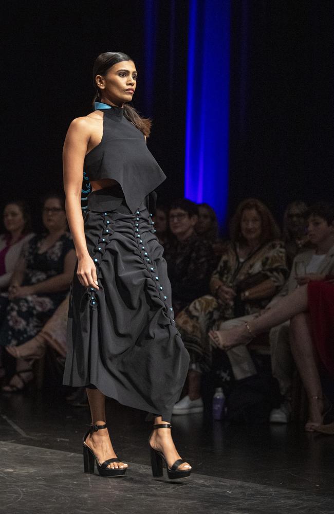 Designs by Melisa Sivlim are featured on the Emerging Designers runway of Toowoomba Fashion Festival at The Armitage Centre, Saturday, March 16, 2024. Picture: Kevin Farmer