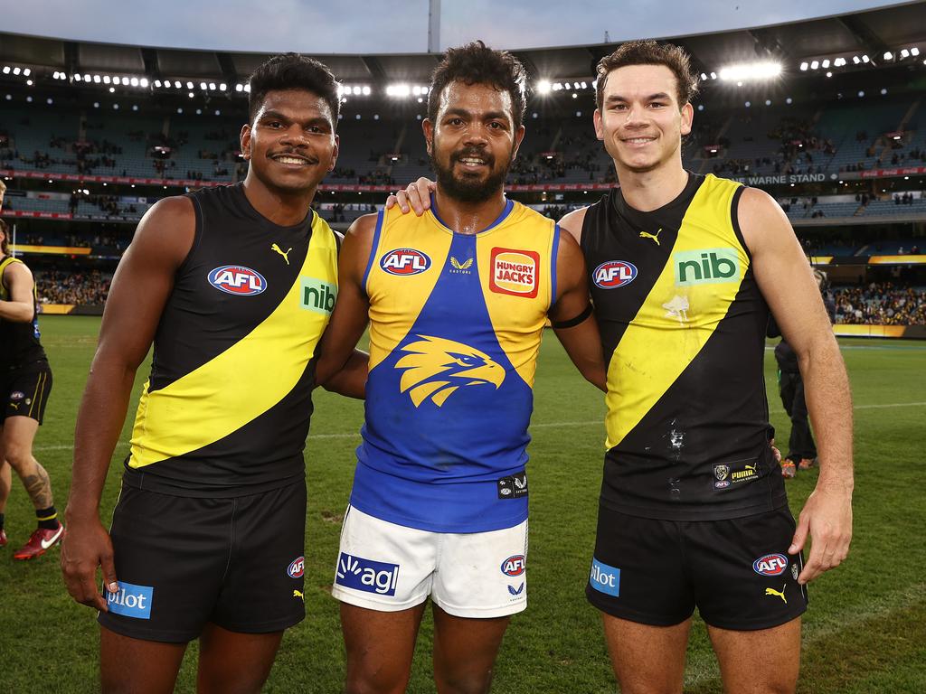 The Rioli Boys – Maurice Rioli jnr, Willie and Daniel Rioli. Picture: Michael Klein