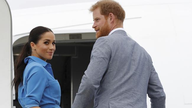 The Duke and Duchess of Sussex prepare to leave Tonga today. Picture: AP